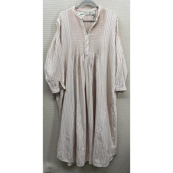 VTG 90s L.L. Bean Cotton Flannel Cottage Granny Pintuck Nightgown Women Size XL